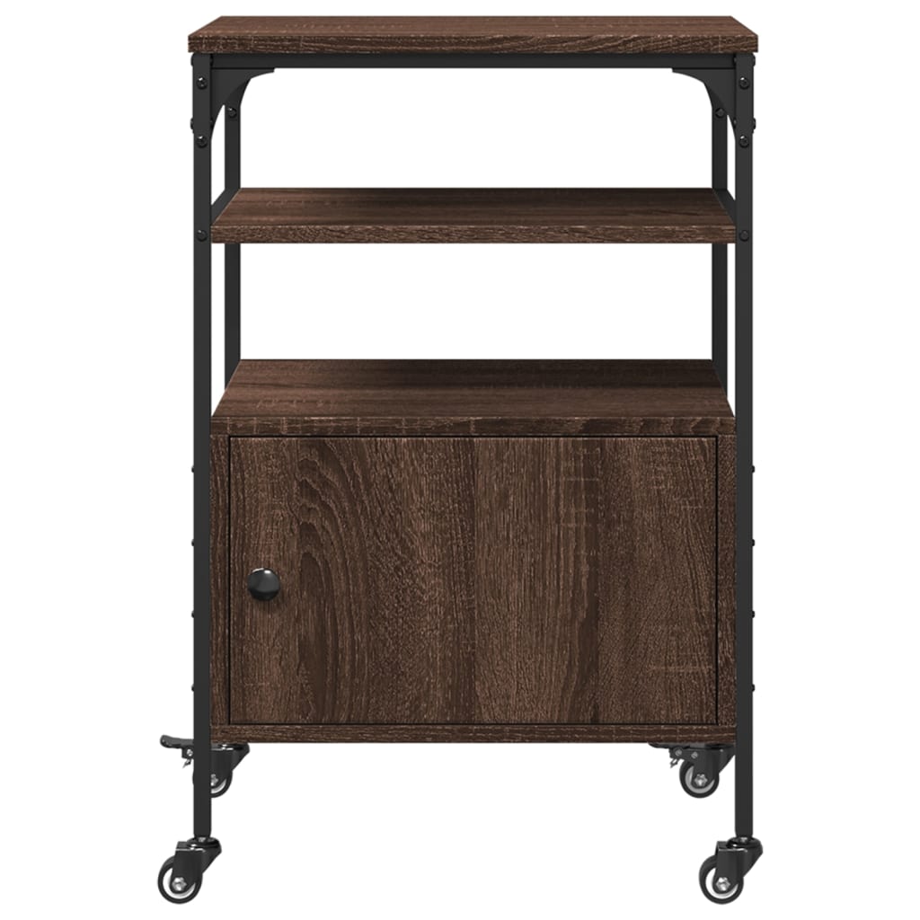 Printer Stand with 3 Shelves Brown Oak Effect 50 X 40 X 76 Cm