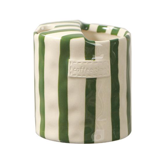 

Керамическая кружка 300 мл, термостойкая, ручная роспись, полосатый дизайн, эргономичная нескользящая ручка, кофейная кружка, чашка для молока, сока, латте, горячих и холодных напитков зелёный