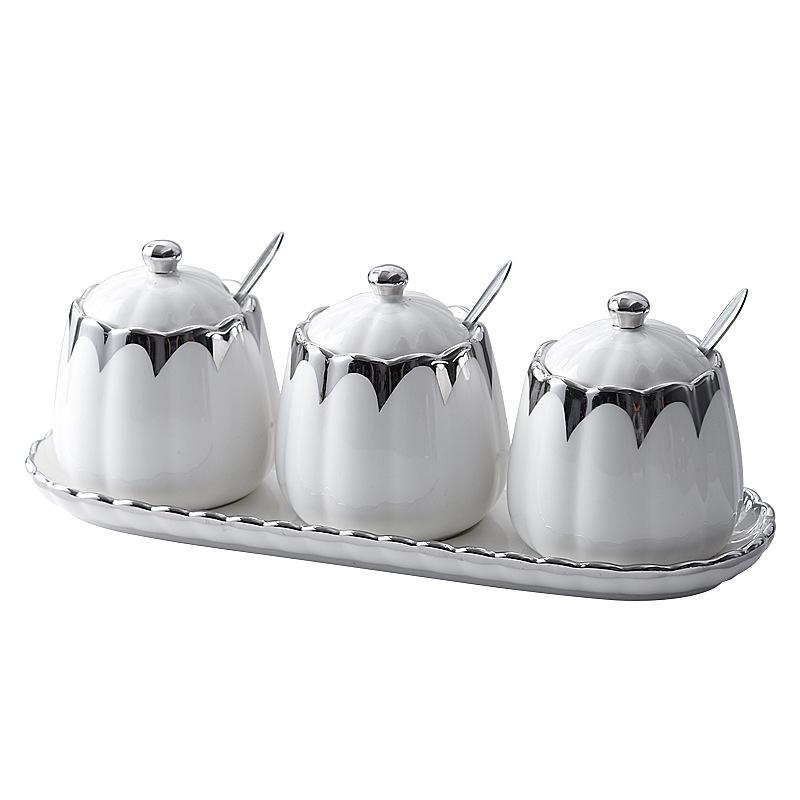 Creative Ceramic Kitchen Spice Jar Set - Salt and Seasoning Storage