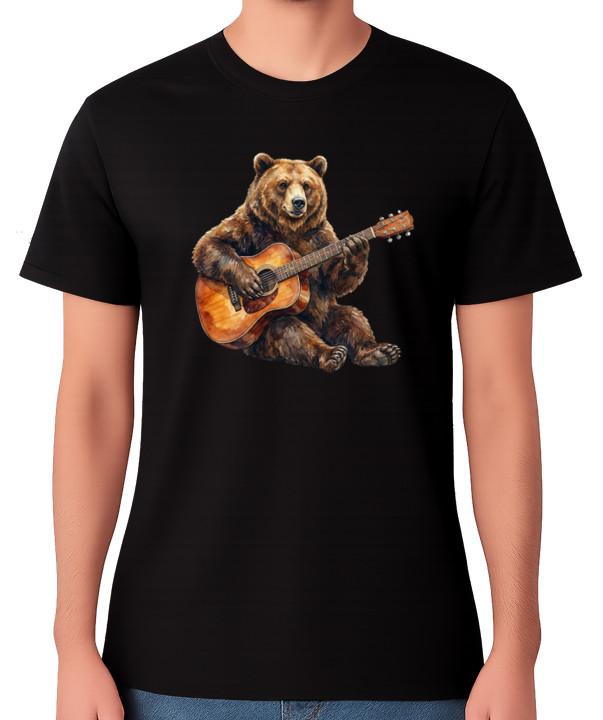 

Bear Playing Guitar T-Shirt Funny Music Animal Graphic Unisex Tee 5XL різнокольоровий