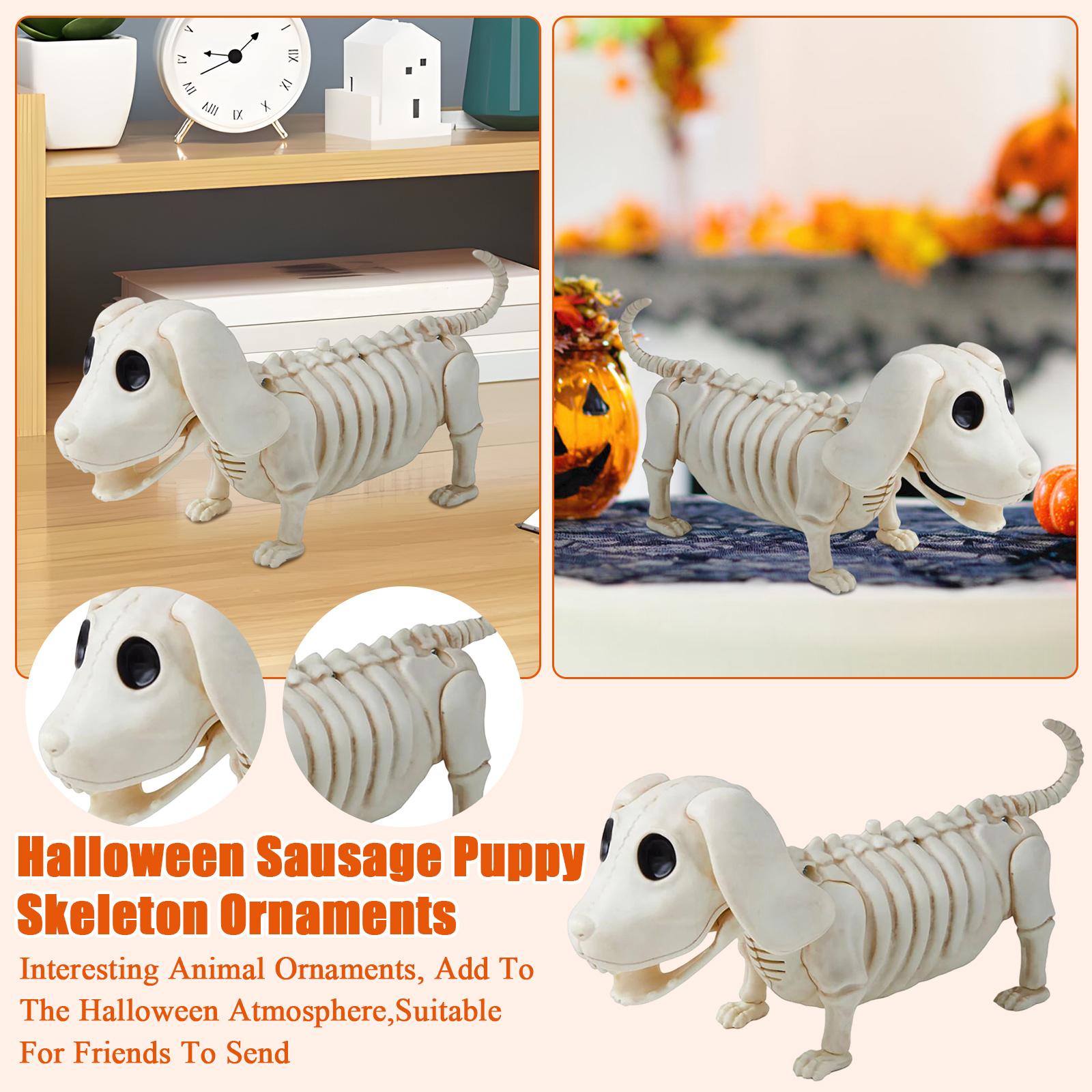 

Хэллоуинские украшения в виде скелета щенка-сосиски, Интересные животные украшения, Добавляют атмосферу Хэллоуина, Подходят для отправки друзьям One Size