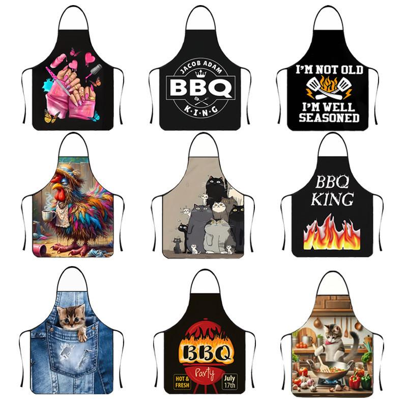 Nosleeve Waterproof Apron For Kitchen And Grilling With Colorful Abstract Design