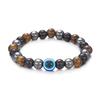 European-American Blue Evil Eye & Black Hematite 8mm Beaded Bracelet 
