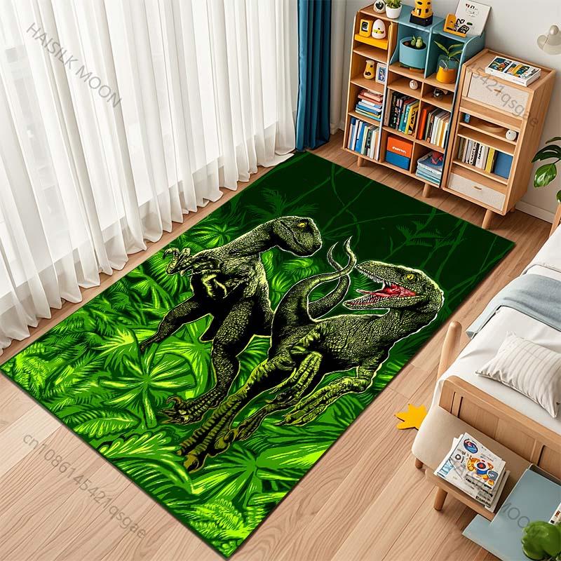 Two Dinosaurs Carpet for Living Room Bedroom Sofa Creative Doormat Home Decor Area Rugged Non-slip Mat Multiple Sizes