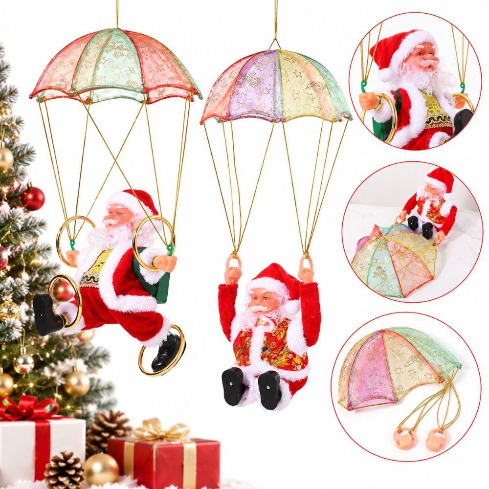 Frohe Weihnachten Elektrischer Tanzender Weihnachtsmann Puppe Fallschirm Weihnachtsmann Anhänger Weihnachten Party Dekoration