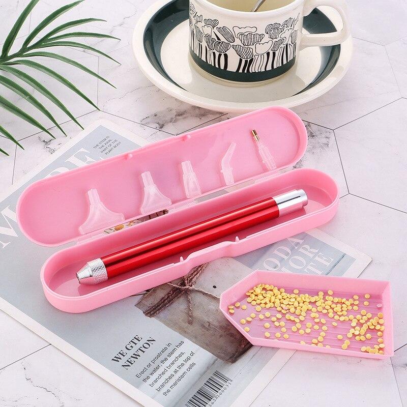 

1 шт. точечная ручка-сверло квадратная круглая алмазная живопись инструмент освещение алмазные ручки 5D живопись с алмазами аксессуары в коробке-упаковке 16-2-4cm красный