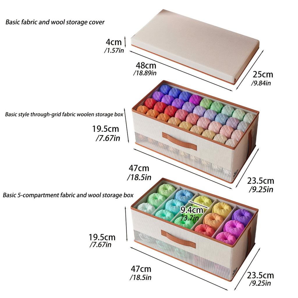 1pc Handmade Divided Compartments Fabric Storage Box Large Capacity Space-Saving Organizer for Yarn Crochet Supplies Desk Craft