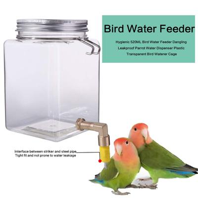 Makkelijk te Reinigen 520ML Vogel Waterbak Hangend Lekvrij Papegaai Waterdispenser Plastic Transparante Vogel Waterbak voor Vogelkooi