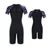 Jeteseu Women'S Aqua Zip-Up Slim Short Sleeve Half-Body Indoor Swimsuit Bl Rough L_4A452