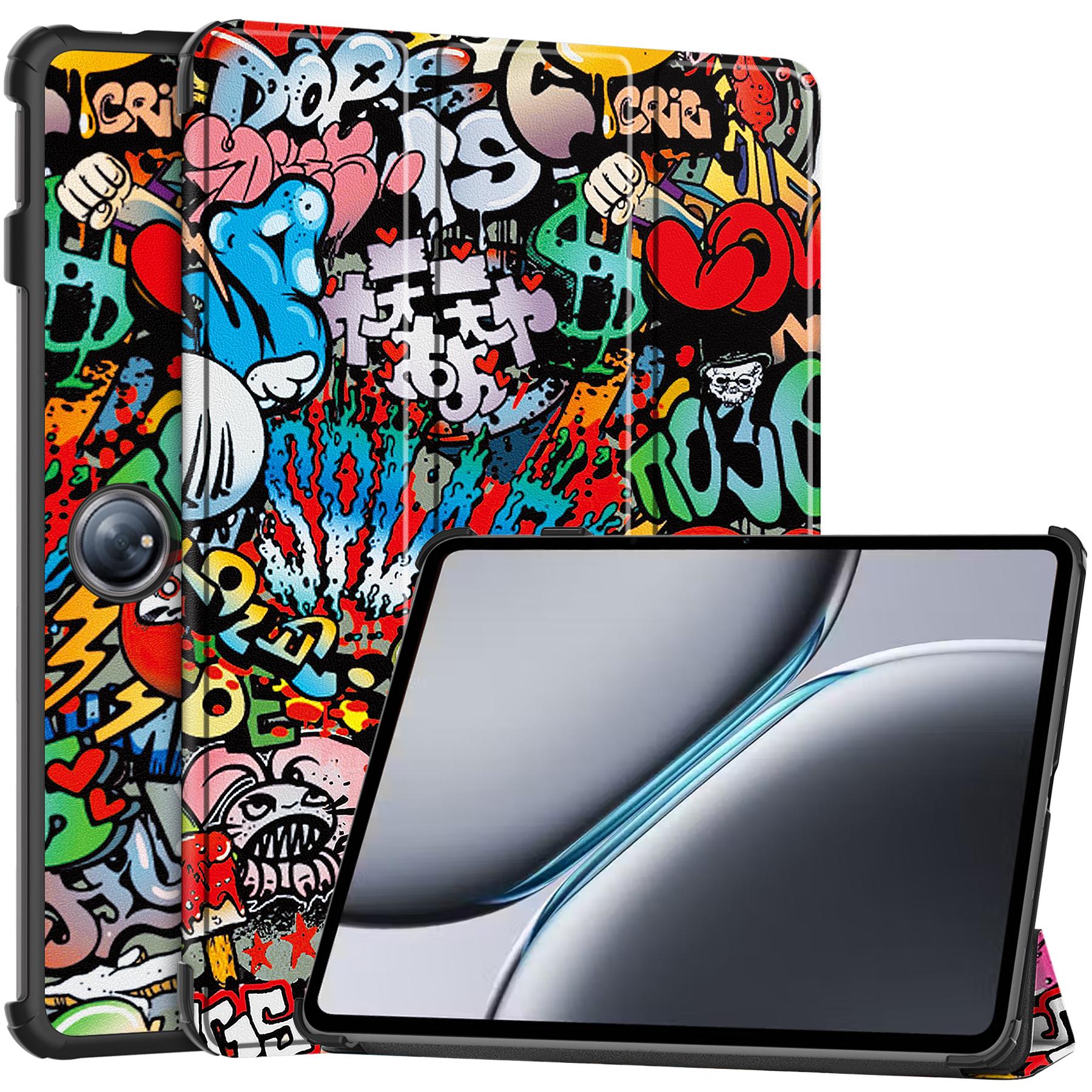 

For OnePlus Pad 2 Stand Case Pattern Print Leather Tablet Cover Graffiti