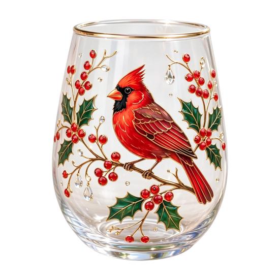 Morning Glass Tea Cup, Hummingbird Flower Pattern Tumbler with Gold Rim, Nature Themed Glassware for Tea Coffee Juice Wine Hot Cold Drinks Gift