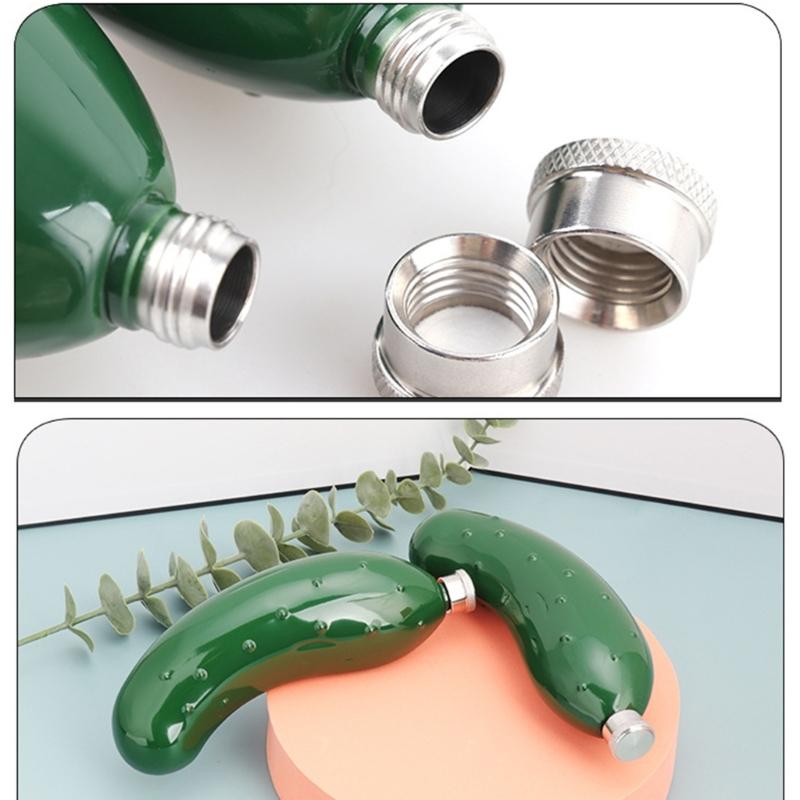 Stainless Steel Cucumber Shaped Hip Flask Whiskeys Bottle Liquor Drinkware For Parties And Gatherings