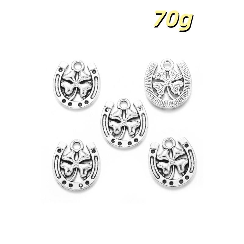 50Pcs 15*16Mm Antique Pendant Charms Horseshoe Lucky Clover Pendant Vintage Ornaments Diy Handmade Jewelry Accessories