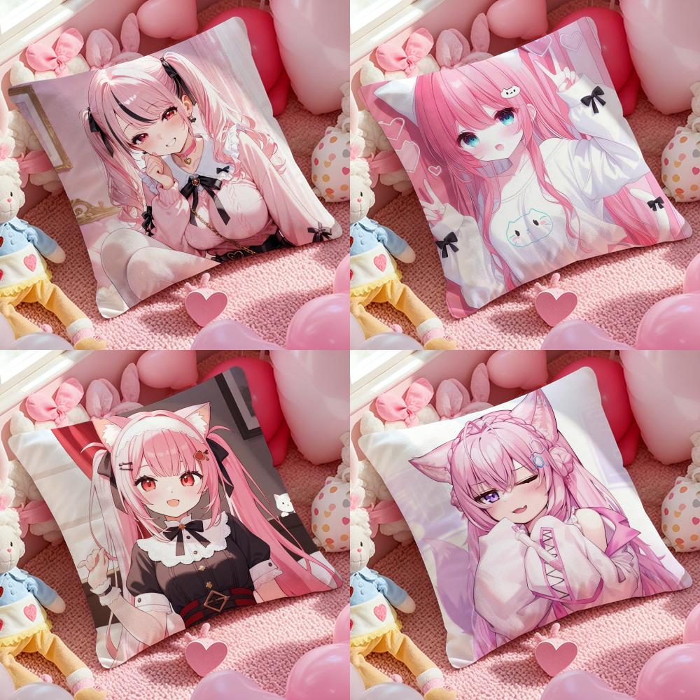 Anime Chocola Nekopara Cushion Cover Pattern Printed Pillowcase for Living Room Sofa Cushion Cover & Bedroom Decor