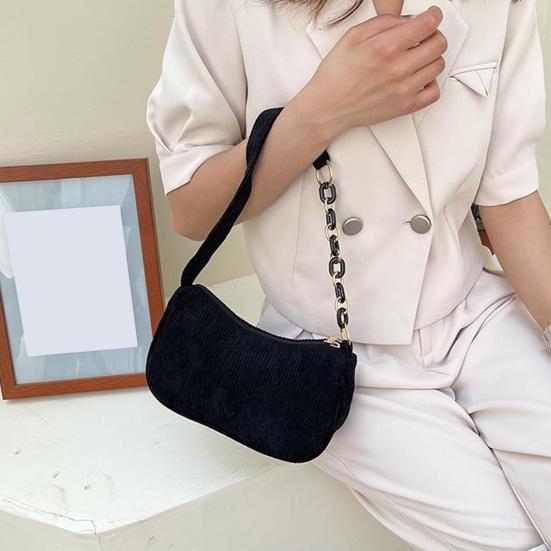 Damen Kord Schultertasche Stilvolle Handtasche mit oberem Griff Halbmond Handtasche Einfache Achseltasche für Einkaufen Pendeln Date