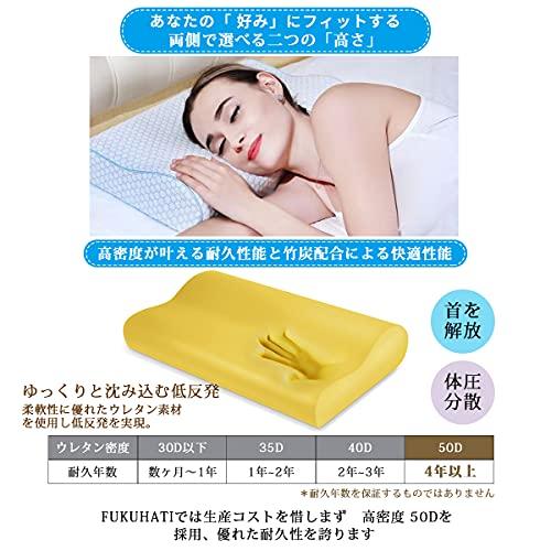 FUKUHATI Memory Foam Pillow with Washable Cover, 50cm Wide x 30cm Deep x 7/10cm High, White, 0.85kg