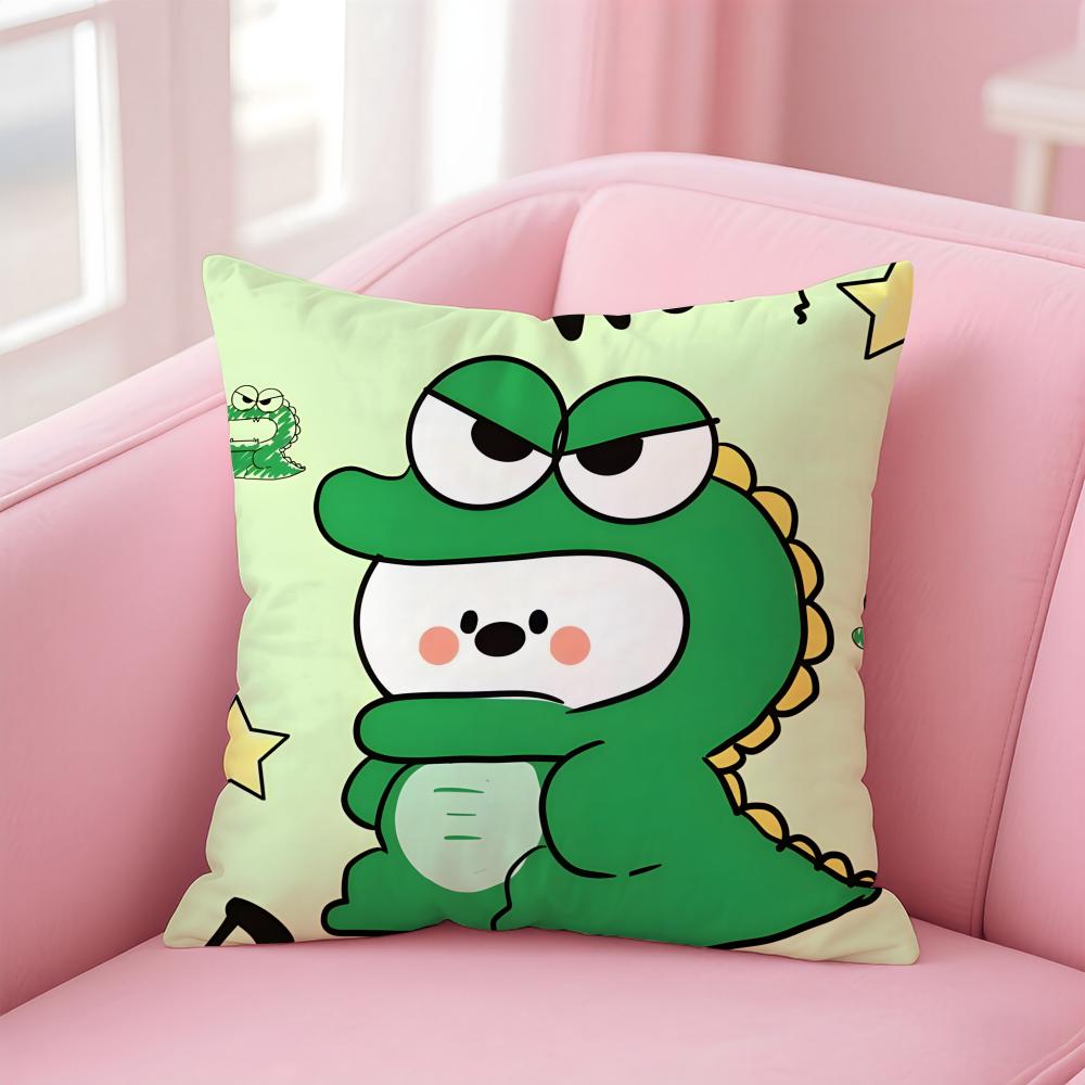 Cute Cartoon crocodiles Cushion Cover Pillowcase Short Plush Invisible zipper Room Sofa Cushion Cover