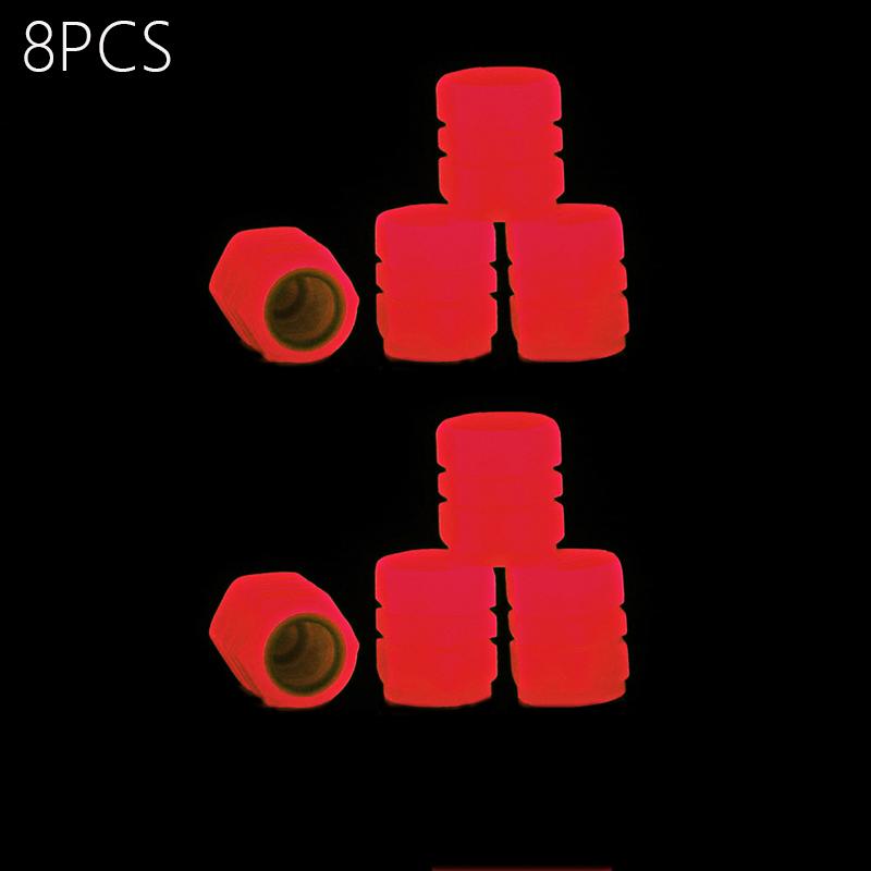 4/8PCS Colorful Luminous Tyre Valve Caps Fluorescent Night Caps Motorcycle Bike Night Glowing Cap Decor Nozzles Tyre Accessories