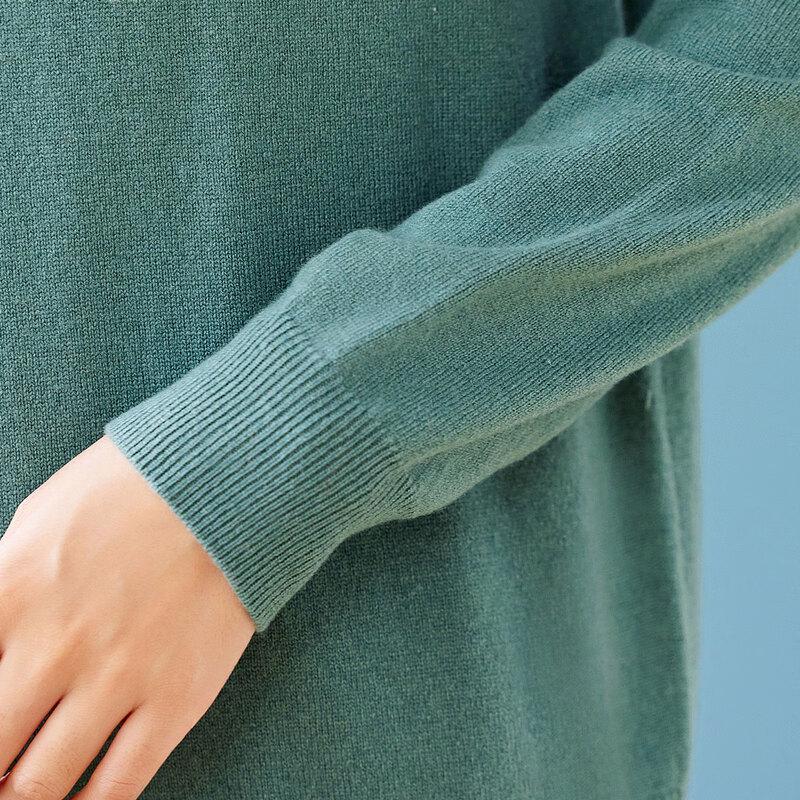 KAVON Women's 100% Merino Wool Mock Neck Sweater