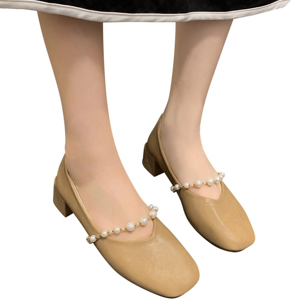 Women Casual Shoes And Winter Comfortable Fashion Low Heeled Leather Shoes Square Toe Shallow Mouth Women Canvas Shoes Casual