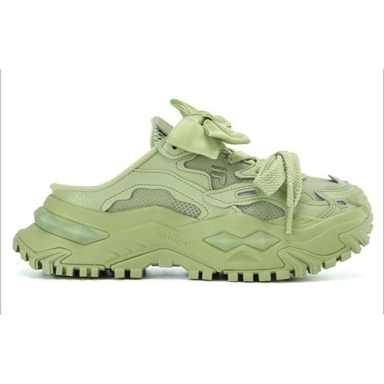 Fila Fusion Bianco Hard Candy Bow Comfortable Non-Slip Slide Sandals Women sandals Pear-Tree-Green T12W331302FWP