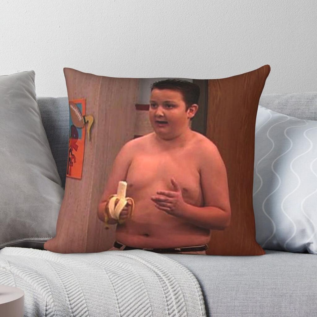 ICarly Gibby Gibson Banana Square Pillowcase Polyester Linen Velvet Printed Zip Decor Pillow Case Sofa Seater Cushion Case