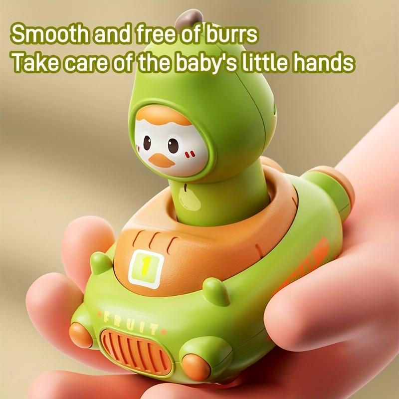 Kids'Toy 18Month Cartoon Fruit Doll Press Toy Car,4pcs Activity Toy Car Set Hand Eye Coordination, Durable Material, Indoor And Outdoor Toy Car.