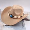 Western Cowboy Style Tibetan Bull Head Accessories Fashion Top Hat Autumn/Winter New Collection Deer Skin Velvet Large Edge Riding Hat