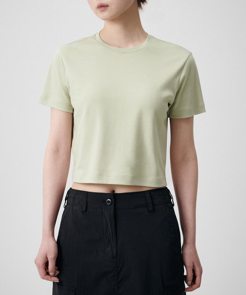 MUSINSA STANDARD WOMAN Women'S Crew Neck Crop T-Shirt [Pale Green]