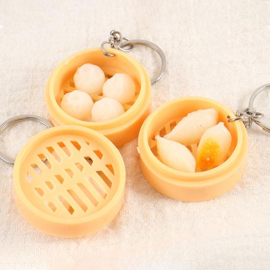 Keychain Pendant Food Steamer Design Lifelike Hanging Ornament Keys Backpack Car Decoration Daily Use Accessory