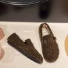 Versatile Flat-soled Fluffy Cotton Shoes Autumn and Winter New One-pedal Plush Mary Jane Shoes Plush Doudou Shoes