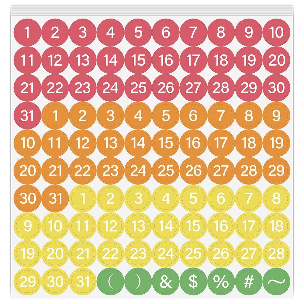 5 Sheets PVC Paper Stickers Self-adhesion Number 160x160mm Sticker: 12.7x12.7mm 100pcs/sheet