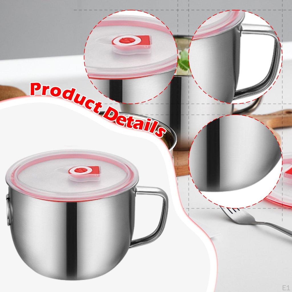 Stainless Steel Ramen Food Container, Rustproof, Noodle Pot, Cooker for Household College