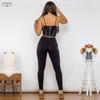 Shascullfites Melody Body Shaper Set Black Cotton Zipper Push Up Top High Waist Butt Lift Leggings Elegant Women's Sets