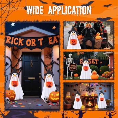 Halloween Porch Geese Outfit Lawn Geese Statue Ghost Clothing Dress Up Costume For Fall Season Garden Figurine Homeowners