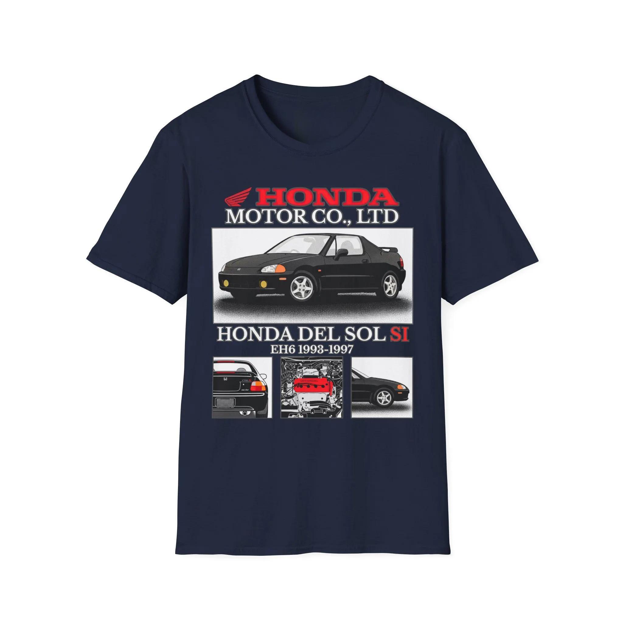 

Honda Mens and Womens Tshirt Del Sol Si EH6 19931997 JDM Tee Summer Cotton Shortsleeved Spring and Autumn Motorcycle Top 4XL