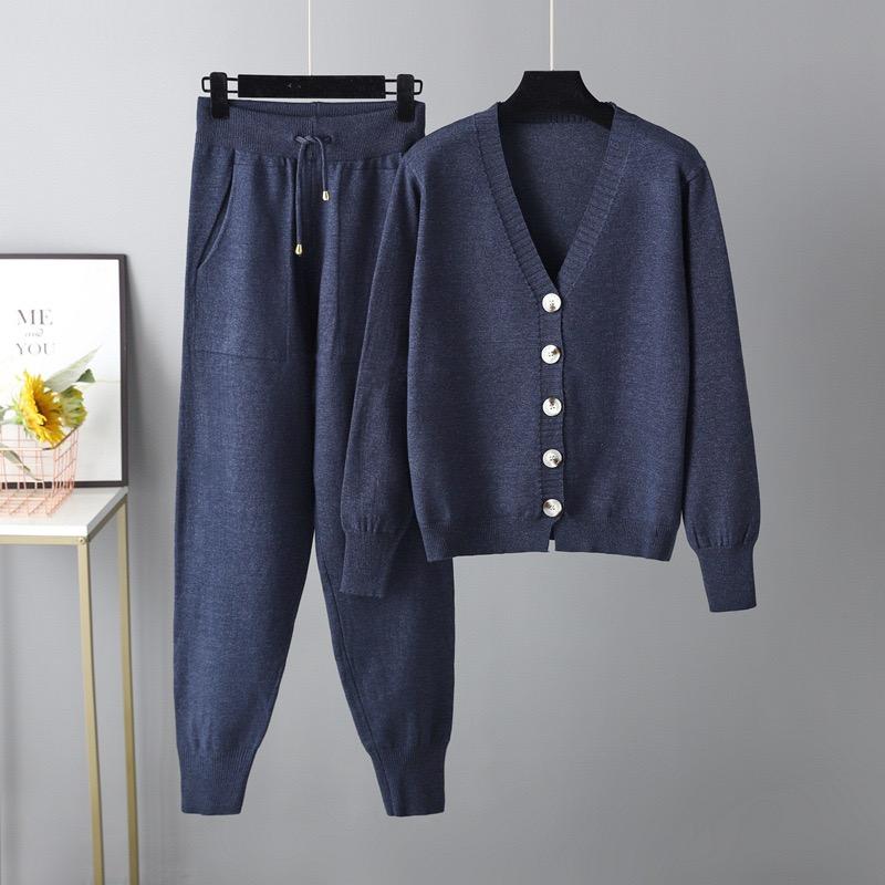 Women Knitted Tracksuit Turtleneck Sweater Casual Suit Autumn Winter 2 Piece Set Knit Pants Sporting Suit Femme Clothing