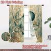 2D FLAT PRINTING 2pcs Curtains (Without Rod) Blue Octopus In Seaweed Light Filtering Popular Curtains Machine Washable Fabric