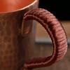 Vintage Pure Copper Coffee Mug ,Hammer Texture Weave Handle Breakfast Mule Milk Water Cup ,Handcrafted Tea Tumbler Tableware