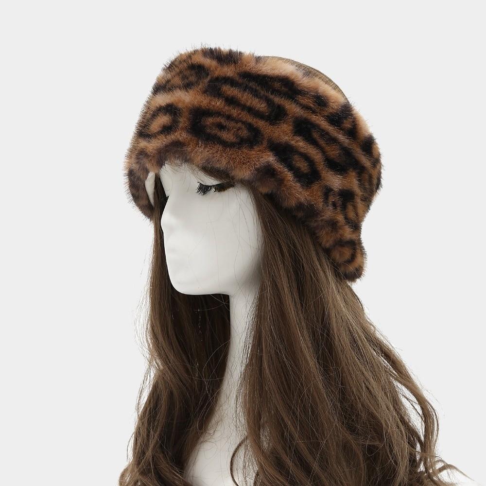 Windproof Leopard Print Headband Coldproof Ear Warmer Vintage Elastic Headband Winter
