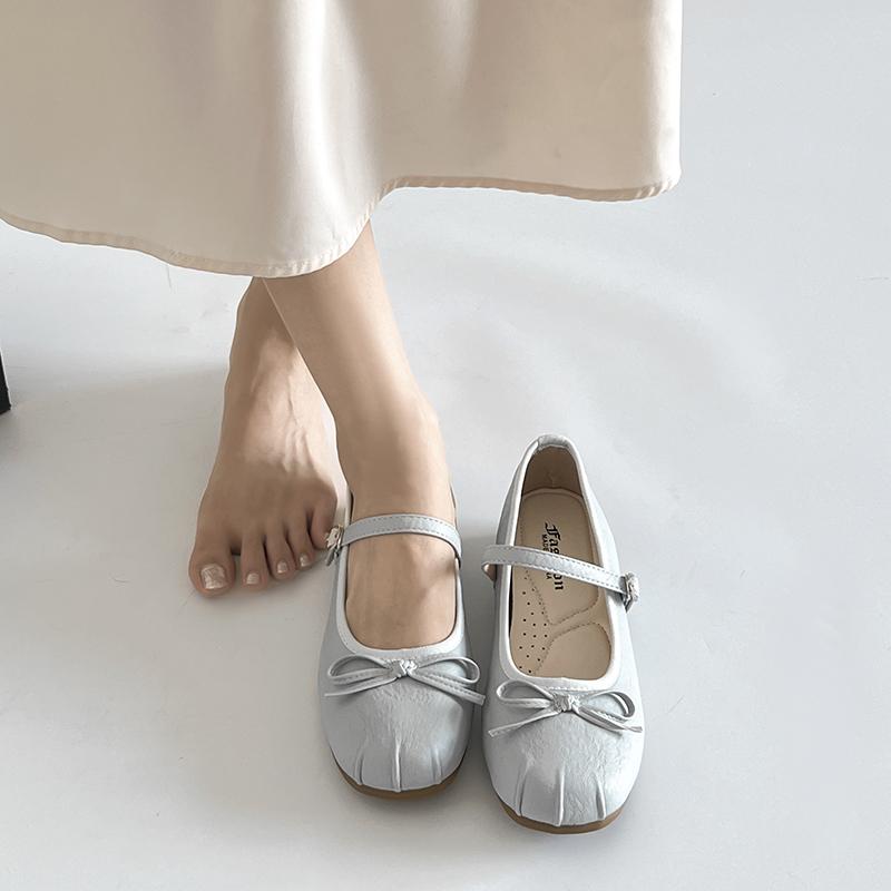 French Bow Ballet Mary Jane Shoes 2025 New Gentle and Versatile Heightened Shoes