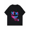 Women Casual T Shirt Black Colorful Skull Print Happy Day Text Halloween Party Wear
