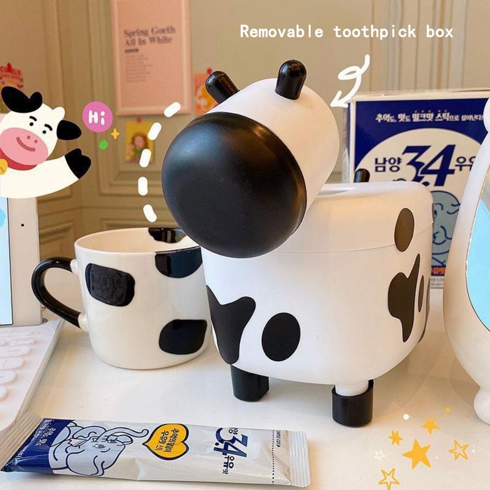 

Tissue Box with Toothpick Box 2-in-1 Cute Cartoon Cow Calf Household Living Room Creative Multifunctional Tissue Storage Box белый