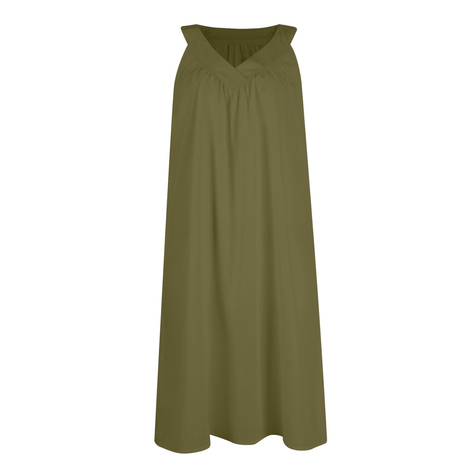 Женские модные легкие вечерние однотонные платья без рукавов с v-образным вырезом M — фото 5