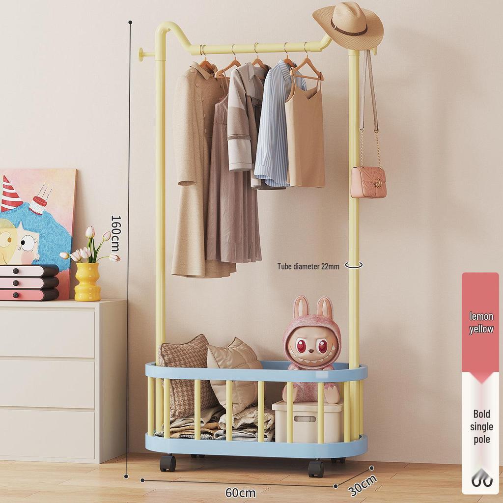 Mobile Clothes & Hat Rack, Dormitory & Bedroom Floor Stand, Small Hanging Rack with Bag Hook - 2026 New Style.