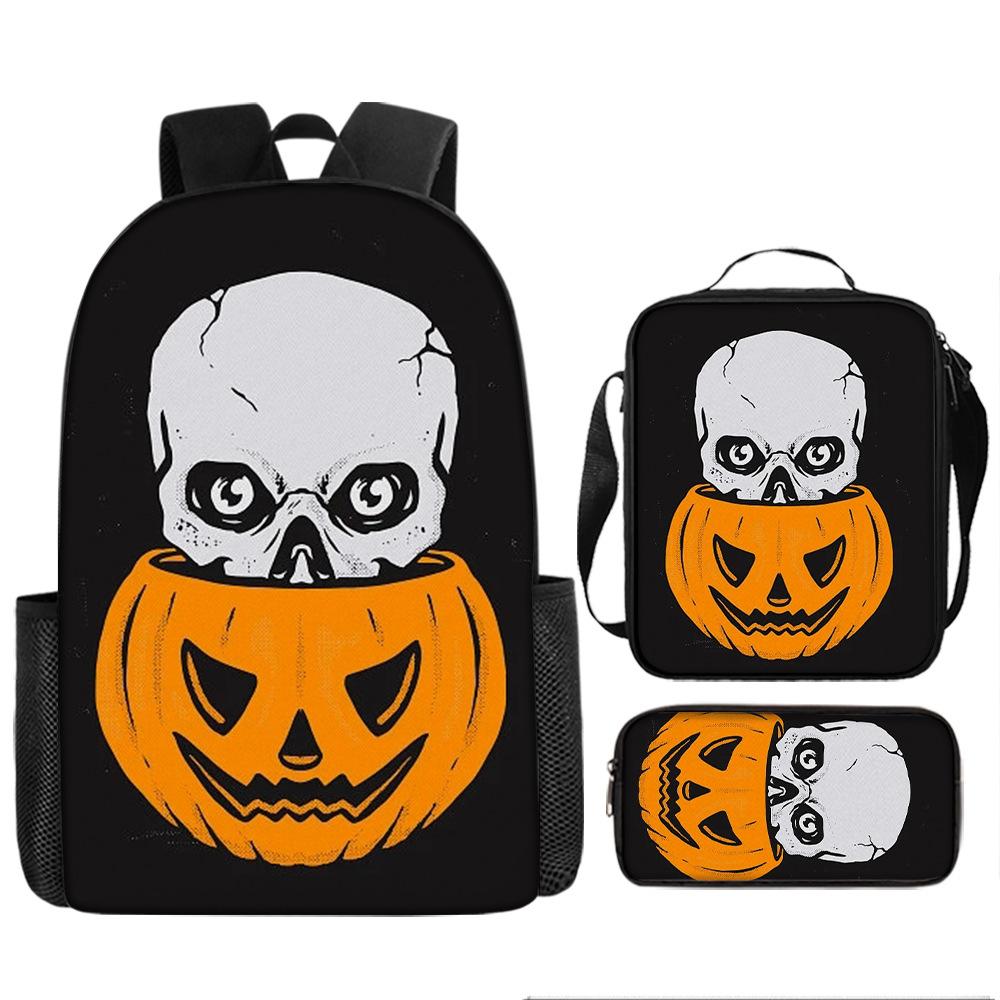 Pixel Halloween Student School Bag Cartoon School Bag Children's Backpack Anime Backpack Satchel