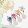 Vinregem Classic 100% 925 Sterling Silver VVS1 1.5-3CT Round Cut D Color Real Moissanite Diamond Engagement Fine Jewelry Ring Anniversary Gift