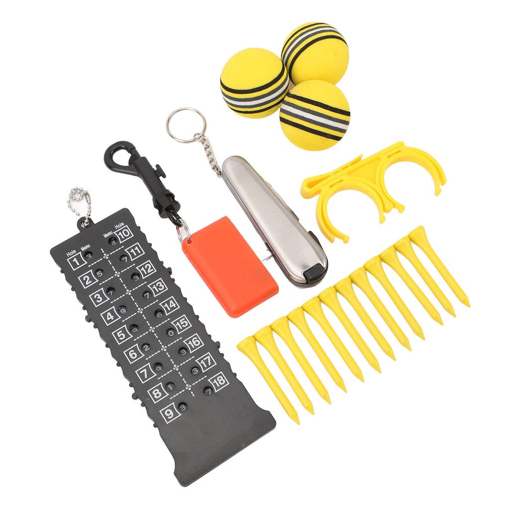 6 in 1 Golf Accessory Bag PU Leather with Tees Scorer Divot Tool Ball Clamp Brush Golf Essentials Storage Case for Gift