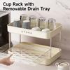 Countertop Coffee Station Organizer 2 Tier Wine Glass Holder Mug Shelf with Removable Drain Tray Spice Rack for Kitchen Bathroo