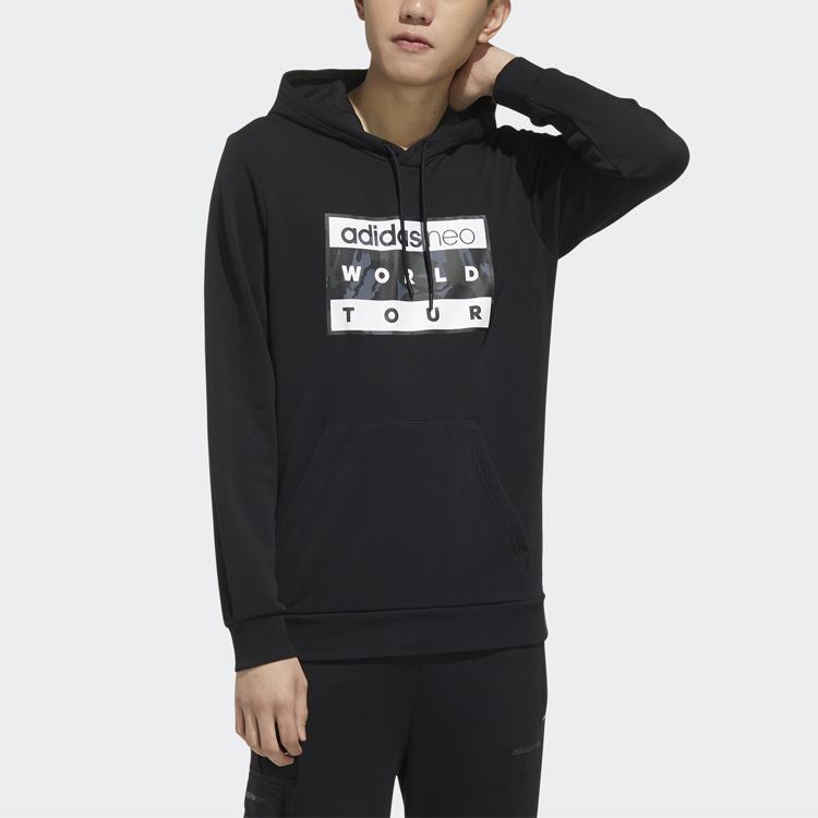 Adidas Neo Camo Print Casual Hoodie Men Tops Black FU1038